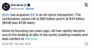 L'annonce de la vente de X