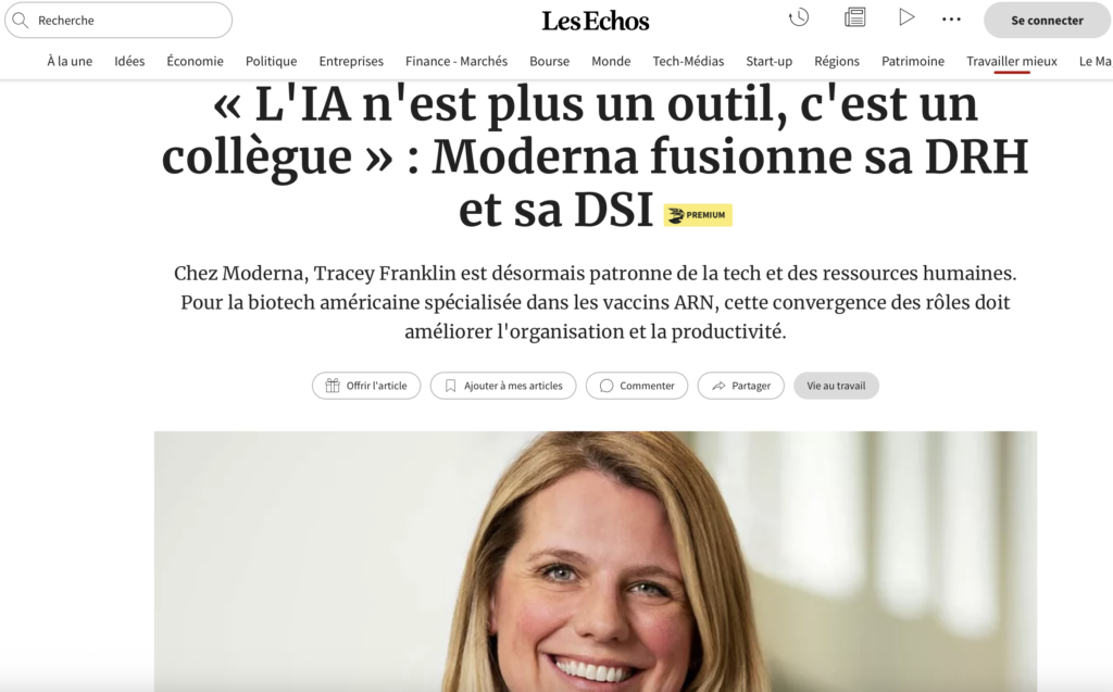 Tracy Frankin témoigne dans les Echos